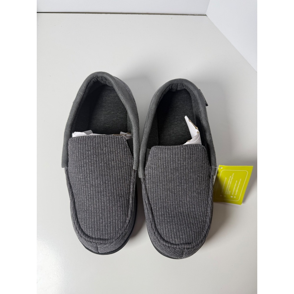 ULTRAIDEAS Mens Comfort Knit Moccasin Slippers Grey Memory Foam Size 10 NEW